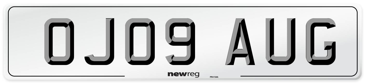 OJ09 AUG Number Plate from New Reg